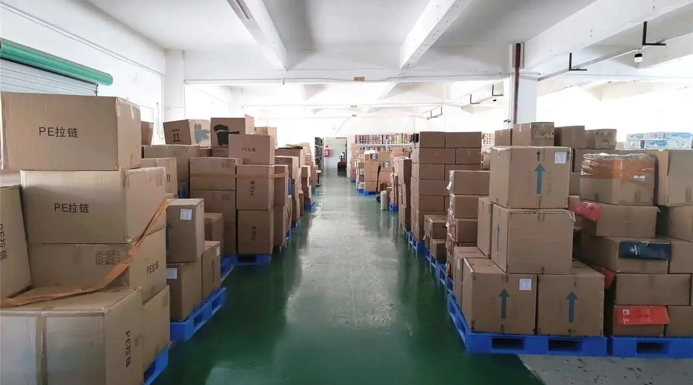 Finished goods store at the Sayru packaging plant in Shenzhen, China