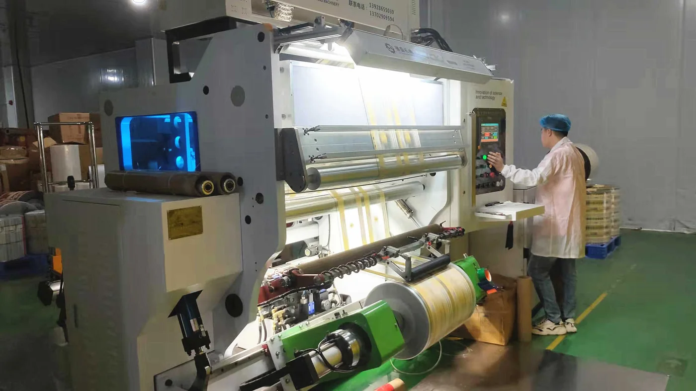 Slitting and rewinding at the Sayru packaging plant in Shenzhen, China