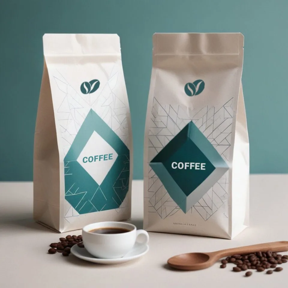 Custom Printed Matt Coffee Bag with Zipper and Valve (250 g) — flat bottom bag in PET / PE laminate with zipper, degassing valve