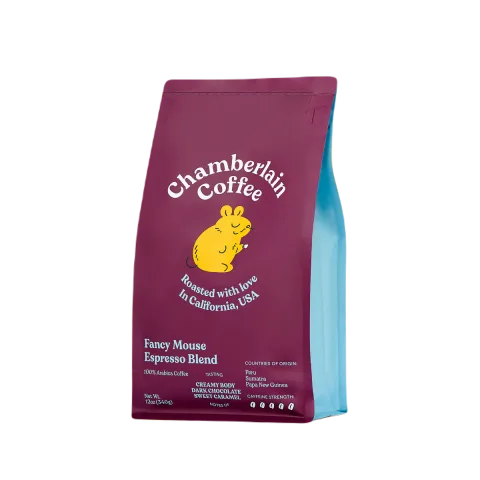 Custom Printed Foil Matt Coffee Bag with Zipper (250 g) — flat bottom bag in PET / AL / PE laminate with zipper
