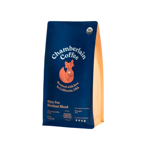 Custom Printed Kraft Coffee Bag with Valve (250 g) — flat bottom bag in Kraft paper / PE laminate with degassing valve