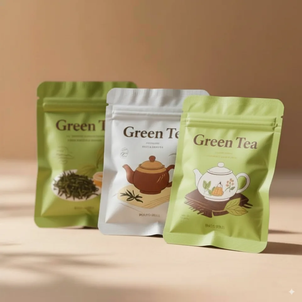Custom Printed Recycled Foil Flat Bottom Bag for Coffee (100 g) — flat bottom bag in PET / AL / PE laminate