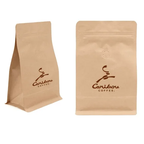 Custom Printed Coffee Bag with Zipper and Valve (100 g) — flat bottom bag in PET / PE laminate with zipper, degassing valve
