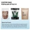 Custom Printed Compostable Coffee Bag with Valve — side gusset bag in PLA / PBAT compostable laminate with degassing valve, view 4