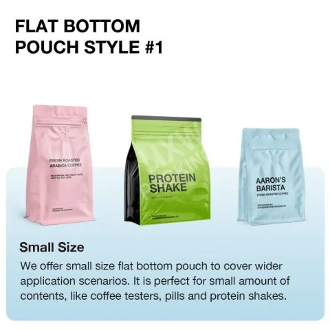 Custom Printed Foil Flat Bottom Bag with Zipper — flat bottom bag in PET / AL / PE laminate with zipper