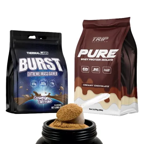 Custom Printed Foil Whey Protein Bag with Zipper No. 2 — flat bottom bag in PET / AL / PE laminate with zipper