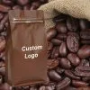 Custom Printed Foil Coffee Bag with Zipper and Valve — flat bottom bag in PET / AL / PE laminate with zipper, degassing valve