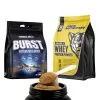 Custom Printed Recycled Whey Protein Bag with Zipper (1 kg) — flat bottom bag in PET / PE laminate with zipper
