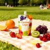 Custom Printed Compostable Spout Pouch with Zipper (100 ml) — spout pouch in PLA / PBAT compostable laminate with zipper, spout
