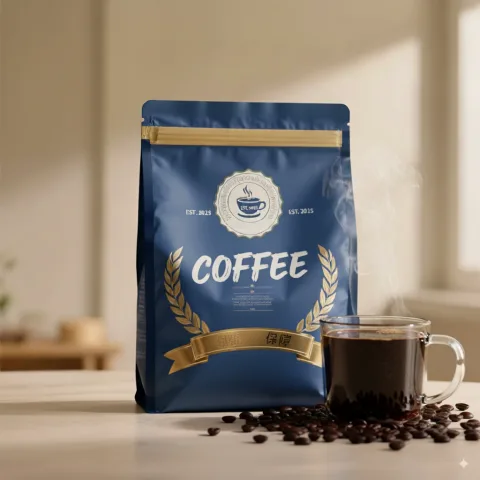 Custom Printed Foil Matt Coffee Bag with Valve (250 g/500 g/8 oz/12 oz/1 kg/2 kg) — flat bottom bag in PET / AL / PE laminate with degassing valve