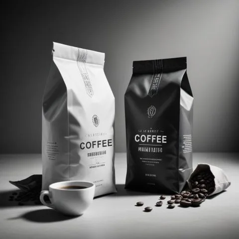 Custom Printed Coffee Bag with Zipper and Valve No. 3 — flat bottom bag in PET / PE laminate with zipper, degassing valve