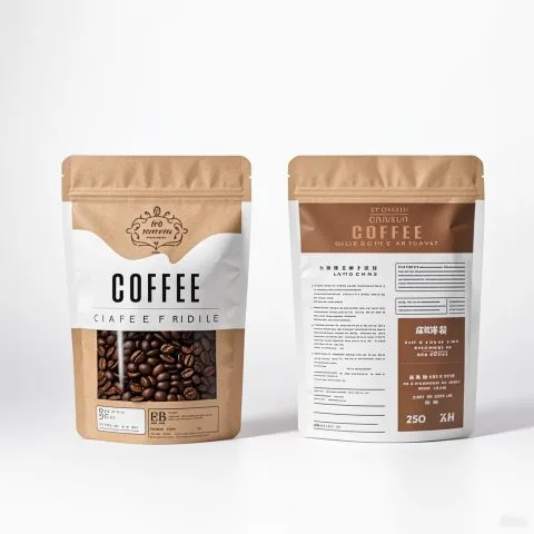 Custom Printed Coffee Bag with Zipper and Valve (250 g) No. 5 — stand up pouch in PET / PE laminate with zipper, degassing valve