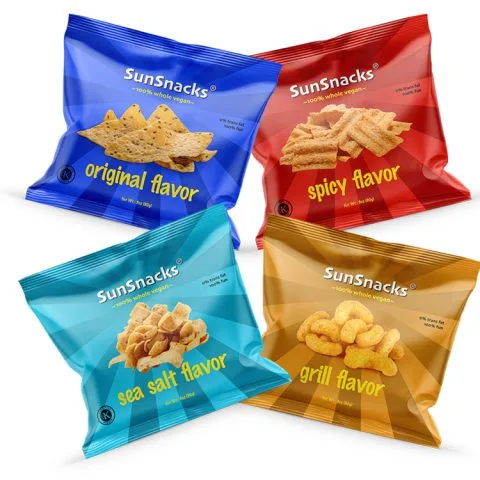 Custom Printed Foil Back Seal Pouch for Snacks No. 3 — back seal pillow pouch in PET / AL / PE laminate