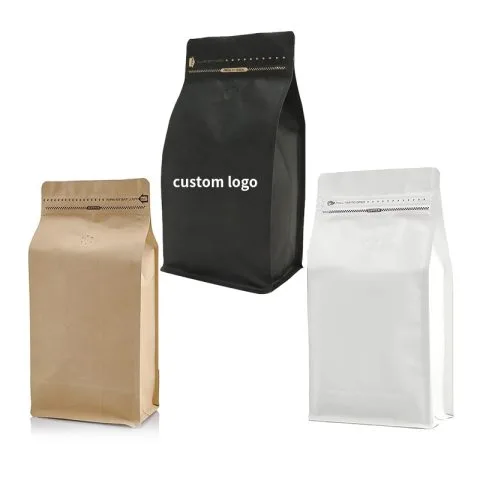 Custom Printed Coffee Bag with Zipper and Valve (12 oz) — flat bottom bag in PET / PE laminate with zipper, degassing valve