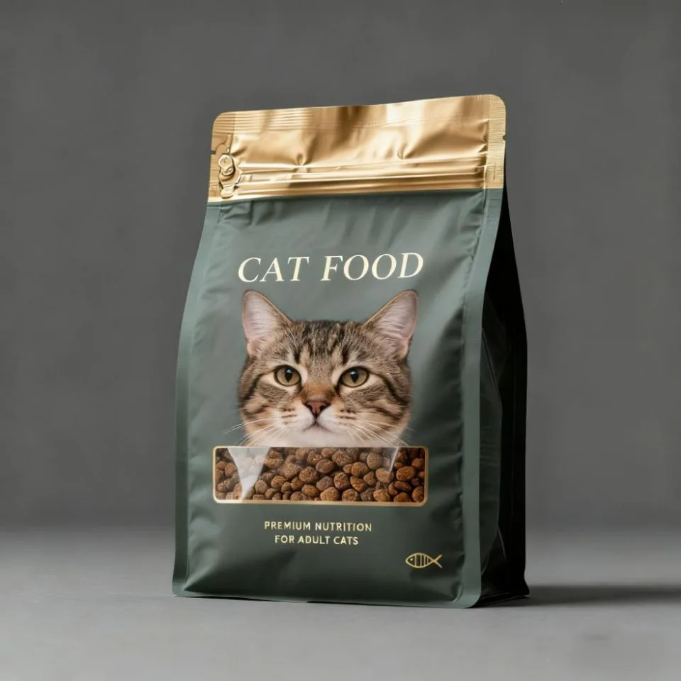 Custom Printed Recycled Pet Food Bag with Zipper – Smell-Proof (1 kg) No. 2 — flat bottom bag in PET / PE laminate with zipper