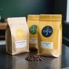 Custom Printed Compostable Matt Coffee Bag with Valve (250 g) — flat bottom bag in PLA / PBAT compostable laminate with degassing valve