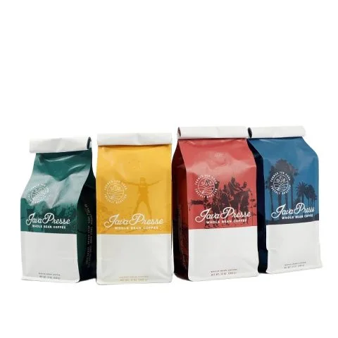 Custom Printed Recycled Kraft Coffee Bag with Valve (100 g) — flat bottom bag in Kraft paper / PE laminate with degassing valve
