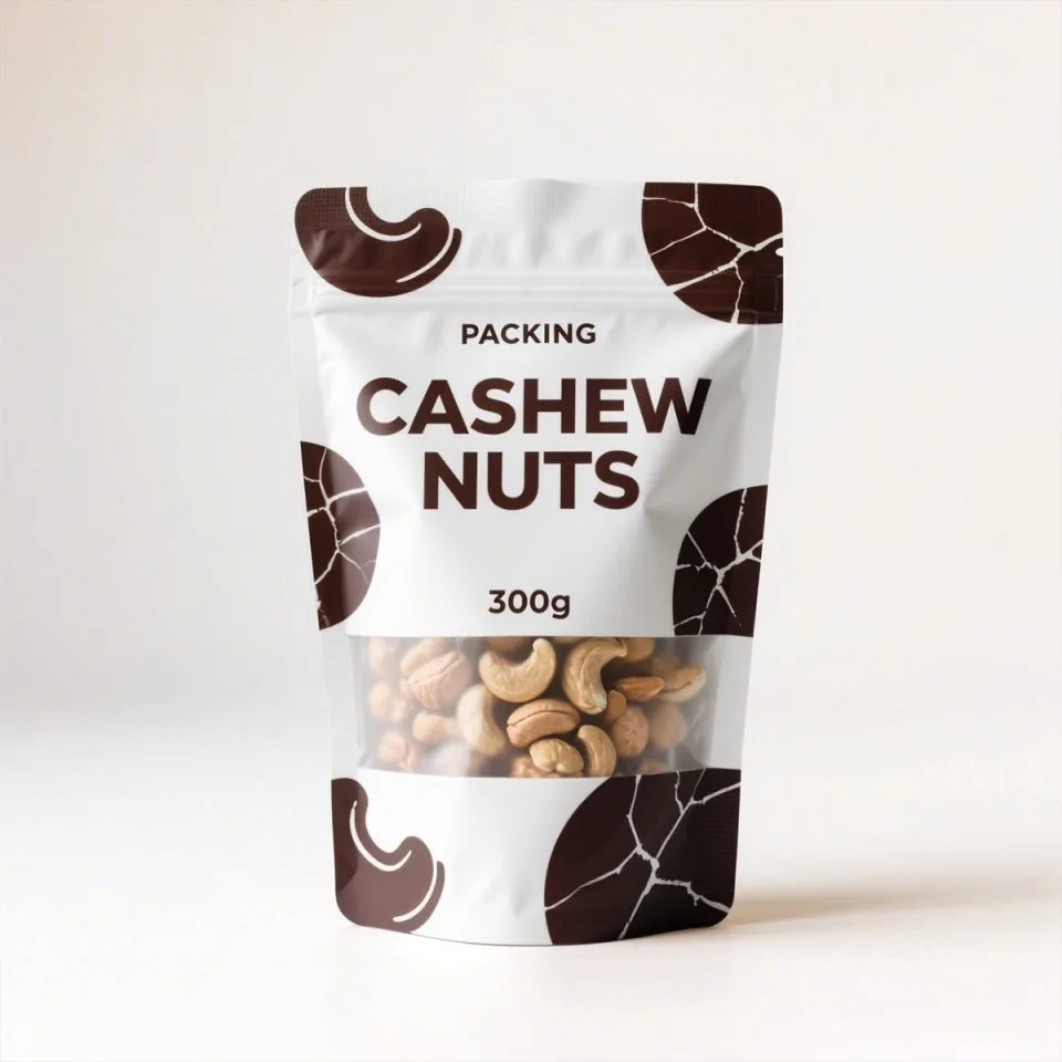 Custom Printed Recycled Paper Pouch with Zipper No. 2 — stand up pouch in Kraft paper / PE laminate with zipper