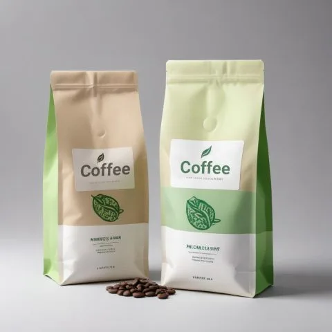 Custom Printed Recycled Foil Matt Coffee Bag with Zipper and Valve (250 g) — flat bottom bag in PET / AL / PE laminate with zipper, degassing valve