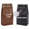 Custom Printed Recycled Coffee Bag with Zipper — flat bottom bag in PET / PE laminate with zipper, view 2
