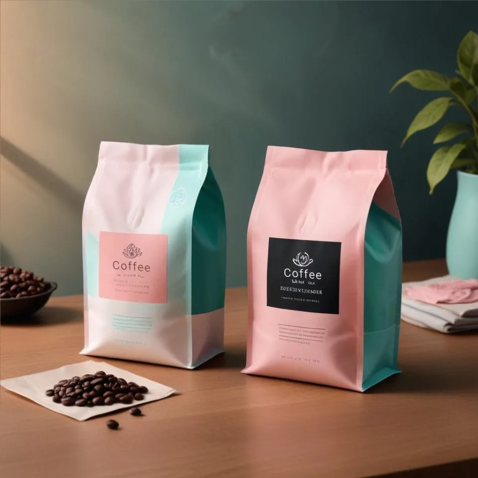 Custom Printed Coffee Bag with Zipper and Valve (250 g) No. 3 — flat bottom bag in PET / PE laminate with zipper, degassing valve