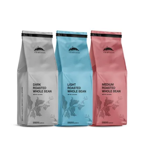Custom Printed Coffee Bag with Zipper and Valve and Window (2 kg) — side gusset bag in PET / PE laminate with zipper, degassing valve