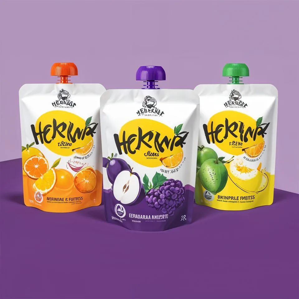 Custom Printed Compostable Spout Pouch for Juice No. 7 — spout pouch in PLA / PBAT compostable laminate with spout