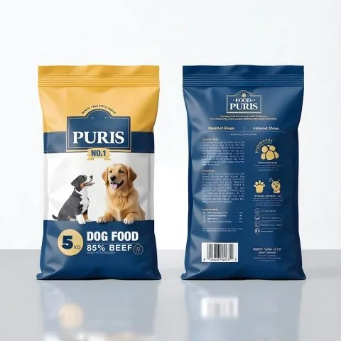 Custom Printed Pet Food Bag with Zipper (1 kg/2 kg/5 kg) — back seal pillow pouch in PET / PE laminate with zipper