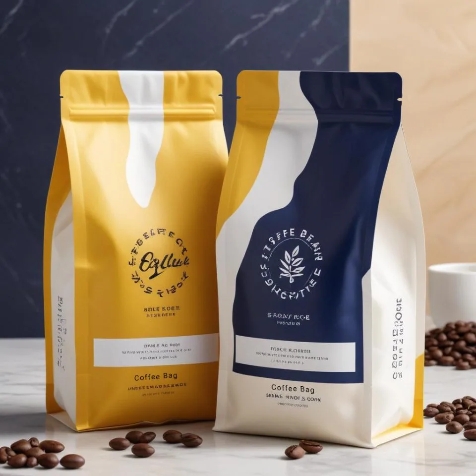 Custom Printed Foil Coffee Bag with Zipper and Valve (250 g) — flat bottom bag in PET / AL / PE laminate with zipper, degassing valve