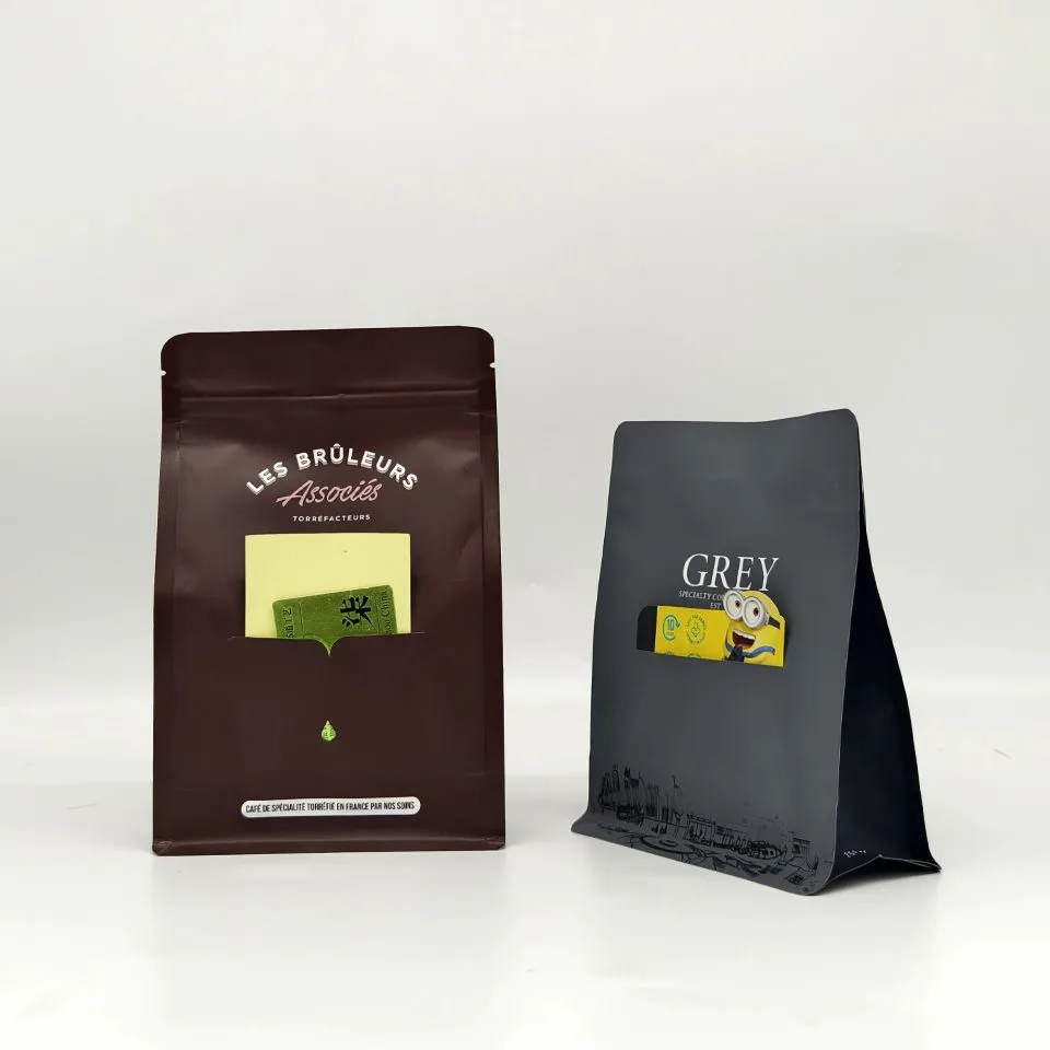 Custom Printed Compostable Coffee Bag for Whole Bean and Ground Coffee No. 2 — flat bottom bag in PLA / PBAT compostable laminate