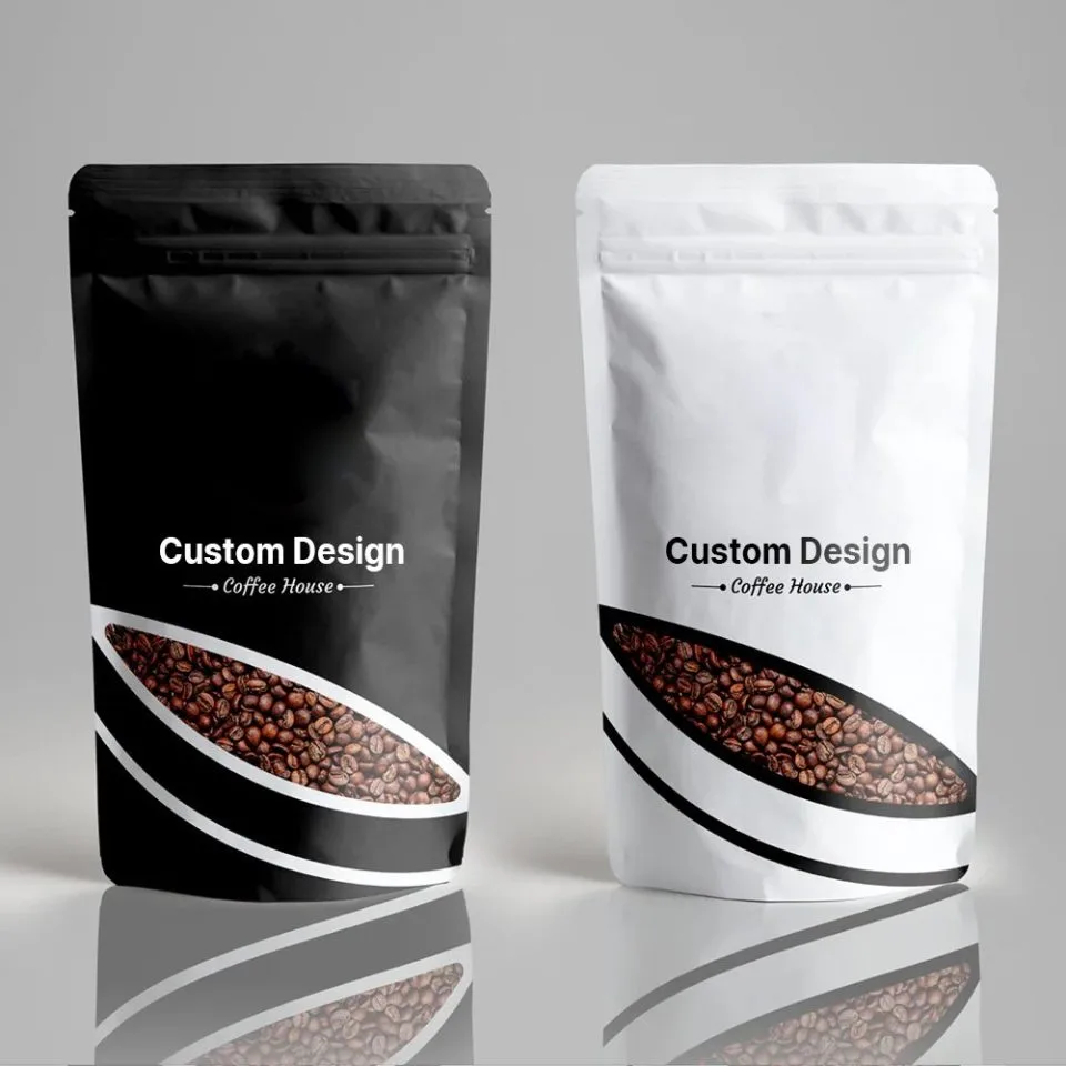 Custom Printed Stand Up Pouch with Zipper and Window (500 g) — stand up pouch in PET / PE laminate with zipper