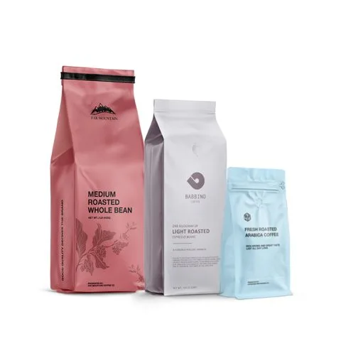 Custom Printed Foil Coffee Bag with Valve (25 kg) — flat bottom bag in PET / AL / PE laminate with degassing valve