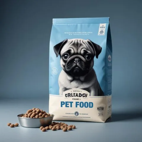 Custom Printed Pet Food Bag with Zipper and Valve — flat bottom bag in PET / PE laminate with zipper, degassing valve