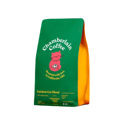 Custom Printed Recycled Coffee Bag with Valve (250 g) No. 2 — flat bottom bag in PET / PE laminate with degassing valve