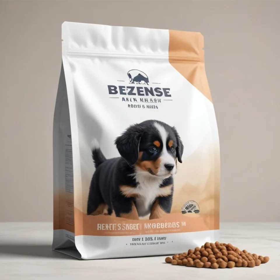 Custom Printed Pet Food Bag with Zipper (15 kg) — flat bottom bag in PET / PE laminate with zipper