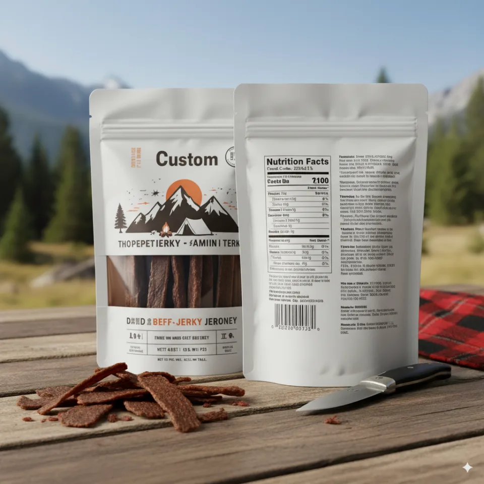Custom Printed Foil Stand Up Pouch with Zipper and Window (200 g) — stand up pouch in PET / AL / PE laminate with zipper
