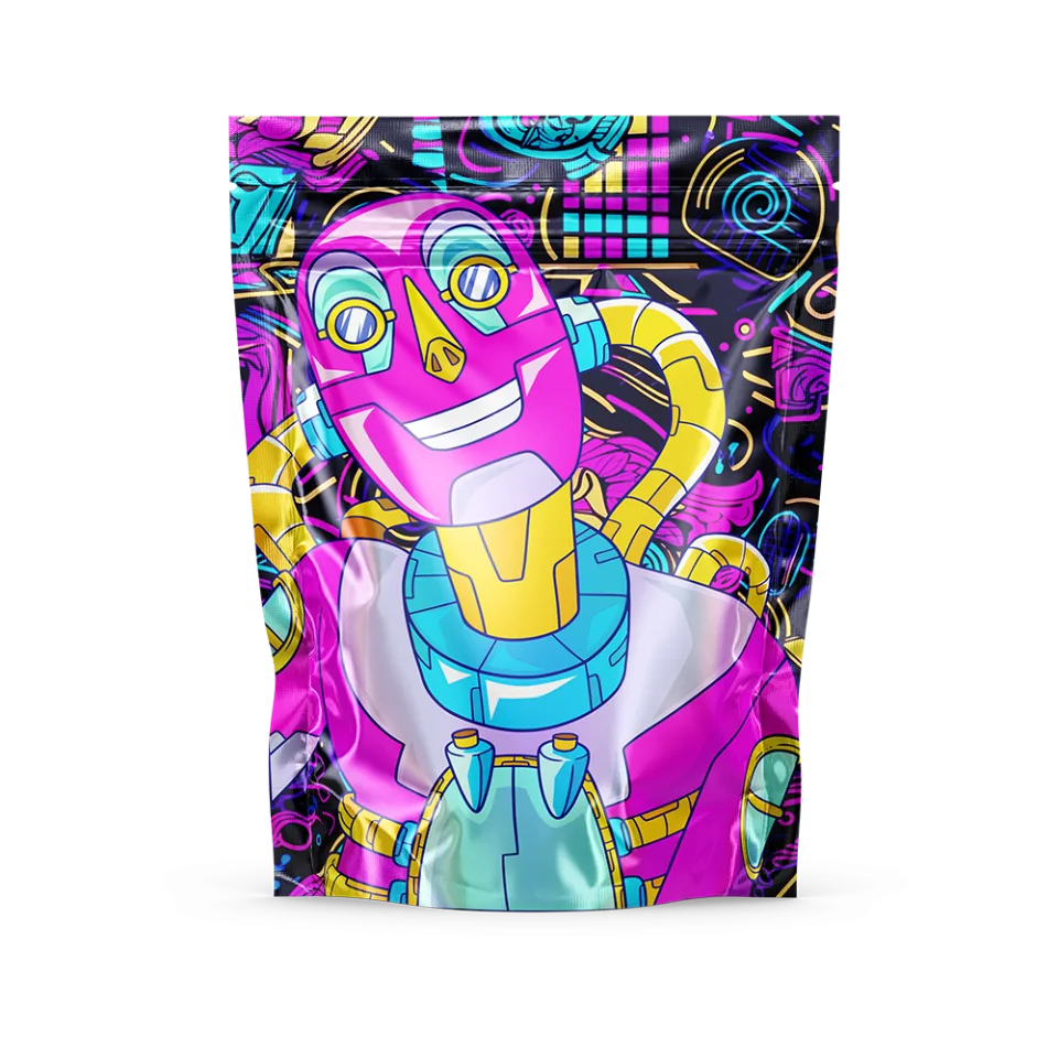 Custom Printed Matt Mylar Bag with Zipper – Smell-Proof (5 g) — custom shape pouch in PET / PE laminate with zipper