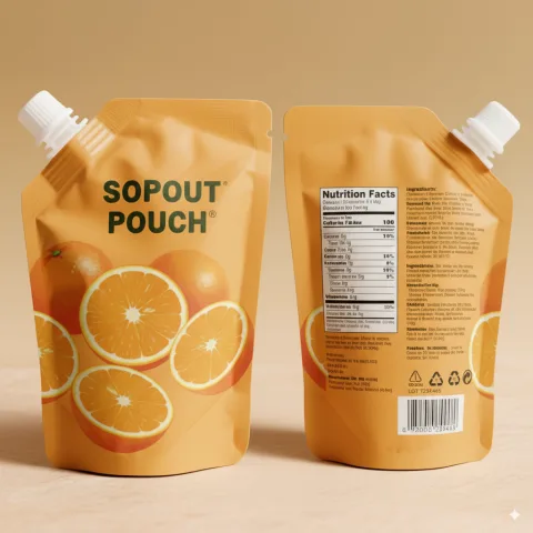 Custom Printed Spout Pouch for Juice (100 ml) No. 8 — spout pouch in PET / PE laminate with spout