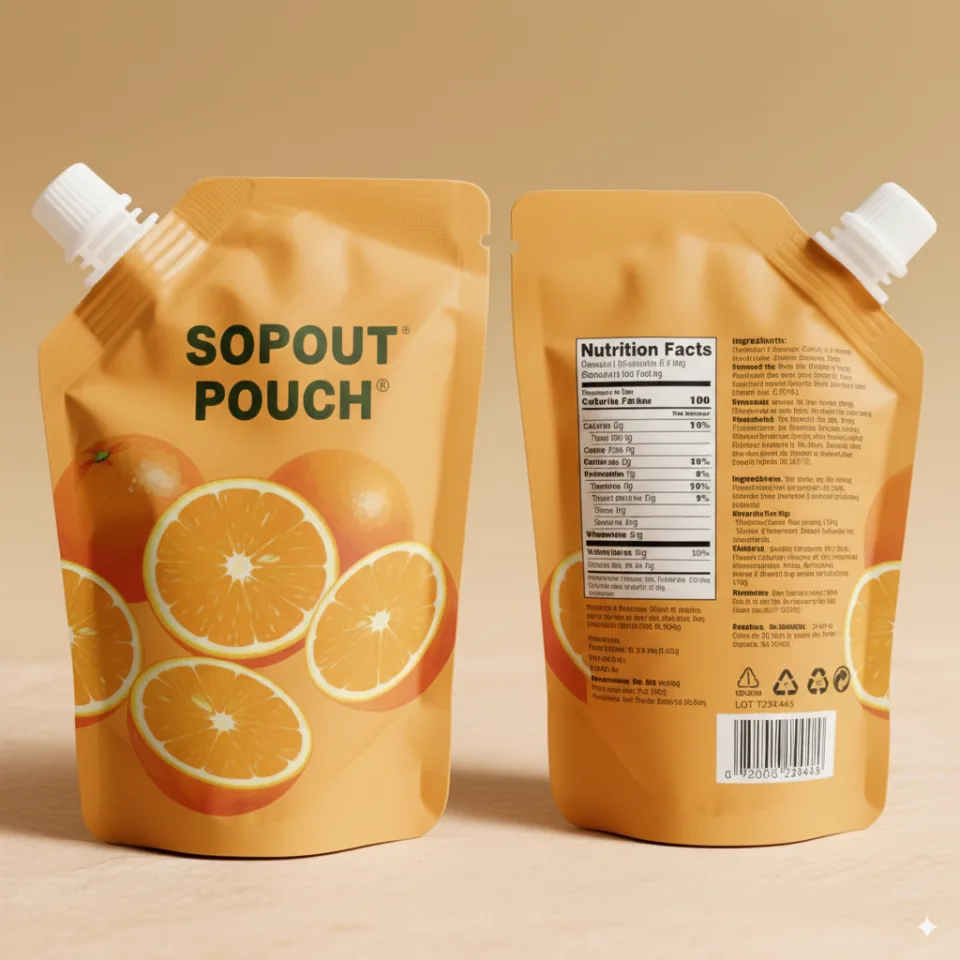 Custom Printed Spout Pouch for Juice (100 ml) No. 8 — spout pouch in PET / PE laminate with spout