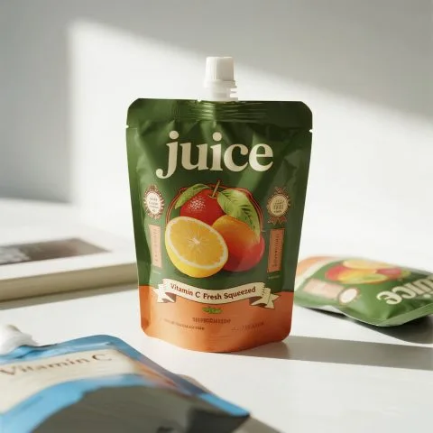Custom Printed Foil Spout Pouch with Zipper — spout pouch in PET / AL / PE laminate with zipper, spout