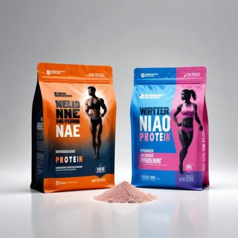 Custom Printed Foil Whey Protein Bag with Zipper (5 lb) — stand up pouch in PET / AL / PE laminate with zipper