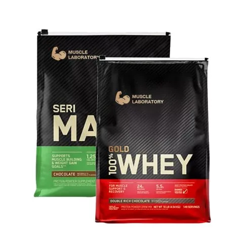 Custom Printed Whey Protein Bag with Zipper (5 kg) — flat bottom bag in PET / PE laminate with zipper