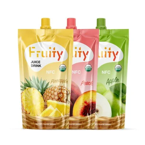 Custom Printed Compostable Spout Pouch for Juice No. 6 — spout pouch in PLA / PBAT compostable laminate with spout