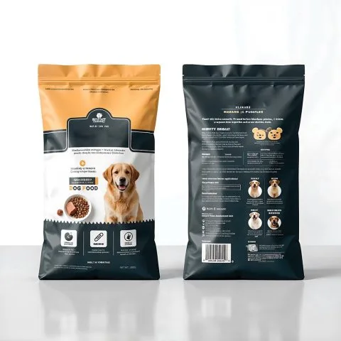 Custom Printed Recycled Pet Food Bag with Zipper – Smell-Proof (1 kg) — flat bottom bag in PET / PE laminate with zipper