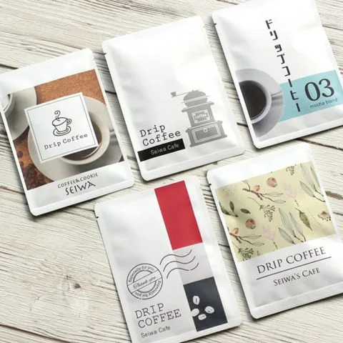 Custom Printed Kraft Coffee Bag for Whole Bean and Ground Coffee — drip coffee sachet in PET / AL / PE laminate
