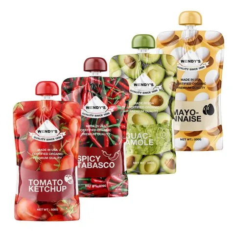 Custom Printed Compostable Spout Pouch for Juice No. 3 — spout pouch in PLA / PBAT compostable laminate with spout