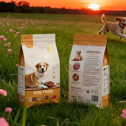 Custom Printed Pet Food Bag with Zipper (500 g) No. 2 — flat bottom bag in PET / PE laminate with zipper