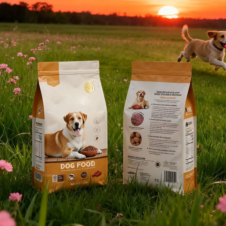 Custom Printed Pet Food Bag with Zipper (500 g) No. 2 — flat bottom bag in PET / PE laminate with zipper
