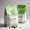 Custom Printed Compostable Matt Coffee Bag with Zipper and Valve (250 g) — flat bottom bag in PLA / PBAT compostable laminate with zipper, degassing valve