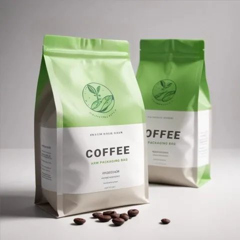 Custom Printed Compostable Matt Coffee Bag with Zipper and Valve (250 g) — flat bottom bag in PLA / PBAT compostable laminate with zipper, degassing valve